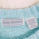 VINTAGE 80s Short Sleeve Crewneck Sweater Pullover Light Green Blue Size Large Photo 4