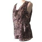 Gap Wrap Look Ruffle Tank Top S Brown Geometric Lined Sleeveless Round Neck Photo 2