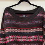 American Eagle  Outfitters Wool Blend Charcoal Sweater with Red and Blue Accents Photo 2