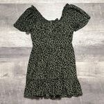 Francesca's Mi Ami Green Leopard Print Flounce Mini Dress M Peasant Top Ruffle Photo 7