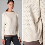 Vince  Ivory Pointelle Wool Cashmere Boatneck Drop Sleeve Sweater, Sz S Photo 2