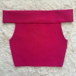 Babaton Aritzia Top Sculpt Knit Off-Shoulder Ribbed Cropped Pink Sz M Photo 1