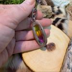 Handmade Bi-Color Tourmaline Green Purple Sterling Silver Pendant Photo 9