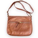Fossil  Elise Brown Leather Crossbody Bag Pebbled Leather Tan Zip Pocket Cow Hide Photo 0