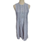 Faherty Isha 100% Linen Dress Blue Mini Stripe Pintuck WDS2119-BMT Bestseller Photo 4