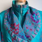 Lavon Vintage 90s Aqua Print Streetwear Windbreaker Bomber Track Jacket Size S Photo 1