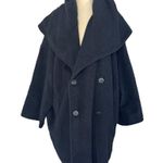 Vintage MARELLA ITALY Wool Angora Shawl Hooded Collar Coat Jacket Size 10 Black Photo 3