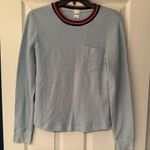 RE/DONE REDONE Sky Blue Pocket Women’s Thermal Long Sleeve Shirt Size Small Photo 2