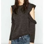 ZARA Knit Ruffle Cold Shoulder Sweater Gray Womens Size Small Photo 2