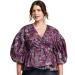 Kika Vargas x Target Wrap Top Size Large Coral Reef Scalloped Edge Purple NWT Photo 2