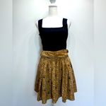 Owl Print Pleated Brown Mini Skirt w Pockets Removable Silver Chain Belt by Lily Size L Photo 3