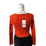 ZARA NWT  Ribbed knit cropped cardigan orange 3646/008 Photo 7