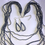 Black Seed Bead Boho Beaded Necklace and Earring Set Photo 1