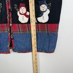 Vtg Basic Editions Christmas Sweater Vest Womens XL Snowmen Embroidered Sequin Photo 6