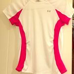 Under Armour Women's White and Hot Pink Heat Gear  Athletic Tee Size Medium Photo 0