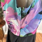 Connected Apparel  Sheath Dress Women's 14 Black Floral Top Sleeveless Back Zip Photo 4