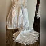 Vintage Mermaid Beaded Ling Sleeve Sheer Wedding Dress Size 10 Fringe White Photo 1