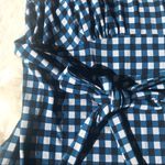 Leota Sleeveless Maternity Midi Dress Plaid Knit Tie Waist Blue Gray Small Photo 5