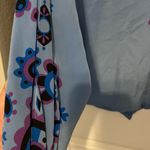 Bob Mackie  Sky Blue Silk Shirt with florals '70s  print 100% Silk Size small Photo 4