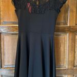 NWT Made In Heaven Black Short Sleeves Lace Trim Dress Black USA Size Medium Photo 0