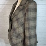 Kenneth Cole plaid crop blazer one button front brown size 8 womens Photo 1