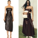 ALC Frank A.L.C. Dress Womens 8 Brown Andie Faux Leather Strapless‎ Cutout Photo 1