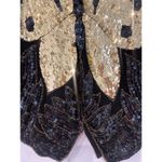 Scala VTG Madame Butterfly Black & Gold Hand Sewn Beaded 100% Silk Top Photo 7
