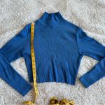 The Limited  Blue Ribbed Knit Cropped Long Sleeve Top / size medium Photo 4