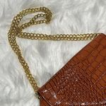 Joy & Iman Orange Crocodile Embossed Bag with Gold shoulder strap B91 Brown Photo 2