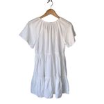 Madewell  White Linen-Blend Flutter-Sleeve Tiered Mini Dress Photo 5