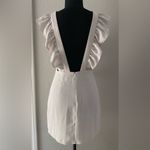 NBD  Ruffle Lace Plunging Neckline Sexy Formal Off White Cream Mini Dress S Photo 3