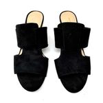 MARC NEW YORK Andrew Marc black textile slides, round gold heels, size 6 Photo 0