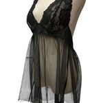 Victoria's Secret Babaydoll Lace Mesh Halter Slip Dress Sexy Lingerie Black Sz L Photo 1
