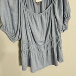 Knox Rose  Slate Blue Puff Sleeve Blouse Short Sleeve Medium Photo 2