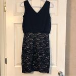 Enfocus Studio  Sleeveless Navy Blue Drape Dress with Lace Bottom Size 6 Photo 2