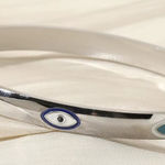 Stainless Steel Evil Eye Bangle Bracelet Silver Photo 0
