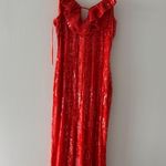 If By Sea Orange Sequin Midi Dress Photo 9