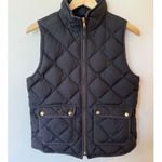 J.Crew Full Zip High Neck Quilted Vest Flap Front Pockets Black Women's Small Photo 1