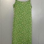 ZARA Green Pink Jacquard Spaghetti Straps Straight Neck Fitted Midi Dress L Photo 2