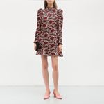 Sandro  Crystal Embellished Silk Satin Twill Lyah Mini Dress Floral XS Photo 5