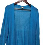 J.Jill  Women Open Front Duster Cardigan L Teal Linen Rayon Lightweight Layer Photo 2
