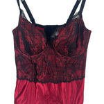 Cacique Red Black Lace Corset Bustier Bra Top Size 14/16 Lingerie Goth Pinup Photo 0