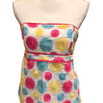 Lilly Pulitzer  Strapless Floral Embroidered Top Size 8 Cotton Summer Photo 0