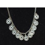 Source Unknown Snazzy Matte Silver Tone Glittering Medallions 16" Link Chain Party Necklace Photo 1