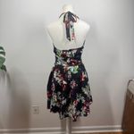 Aryeh Dress Women M Black Floral Halter Fit & Flair Cotton Blend Vacay Y2K Party Photo 1