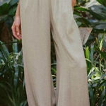 ZARA  satin effect Beige Wide Leg Palazzo Pants elastic waist lightweight flowy Photo 0