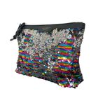 Victoria's Secret  Rainbow Sequin Makeup Bag Clutch Wristlet‎ Strap Zip Pouch Photo 3