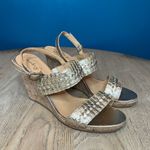 Jack Rogers  Tinsley High Wedge Sandals Metallic Gold Leather Womens Size 9 Photo 0