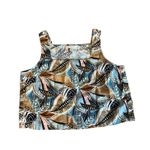 Garnet Hill Gianni BiniCrop Top Sleeveless Square Neck Abstract‎ Leaf Print Multicolor Photo 1