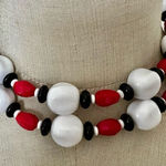 Monet Vintage retro Beaded Necklace Red White Black Photo 0